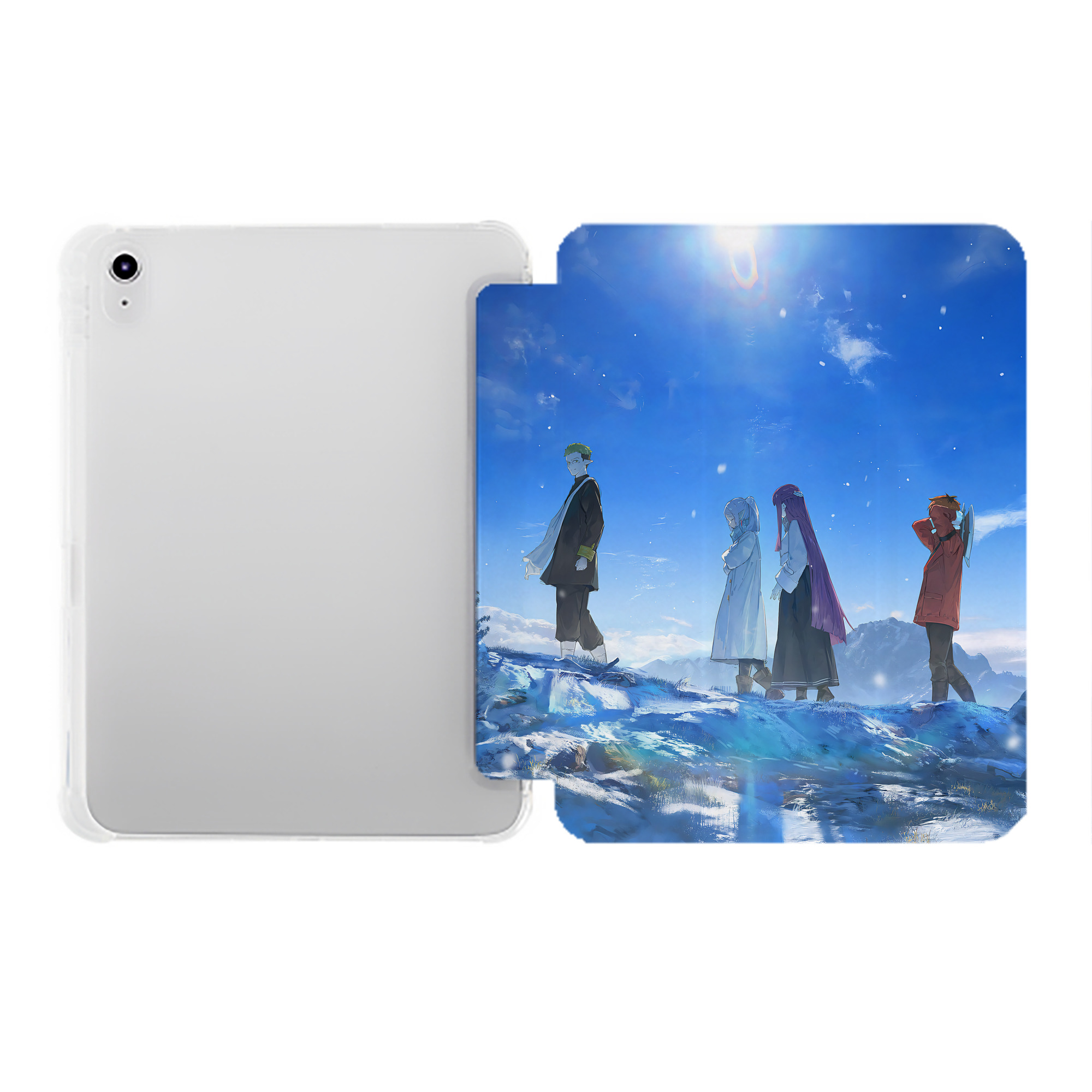 （画像用） 葬送のフリーレン Frieren IPad ケース ペン収納付き 三つ折りスタンド PUレザー×シリコン 対応機種9.5/10.5/10.9インチ